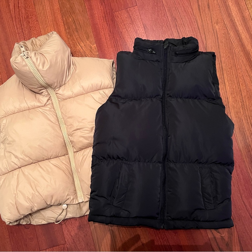 Kids Black and Tan Puffer Jackets